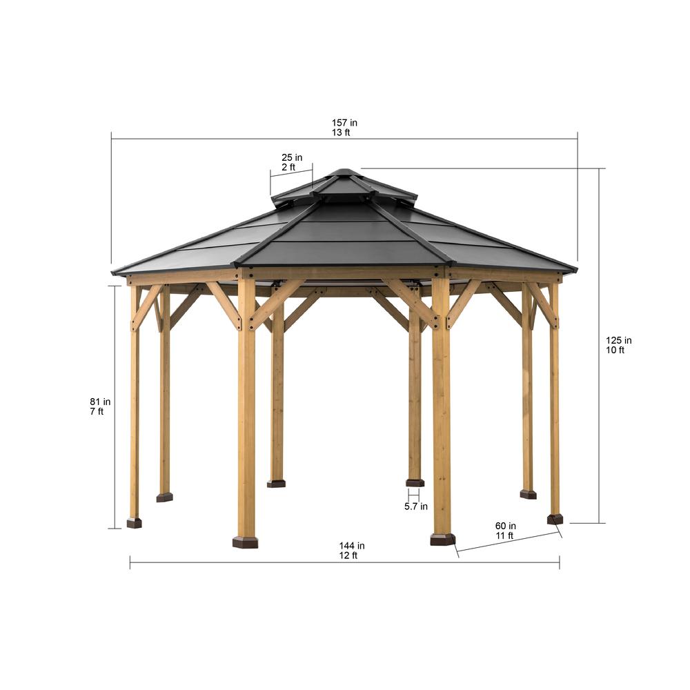 Ion Collection 13 x 13 ft. Cedar Framed Octagon Gazebo. Picture 6