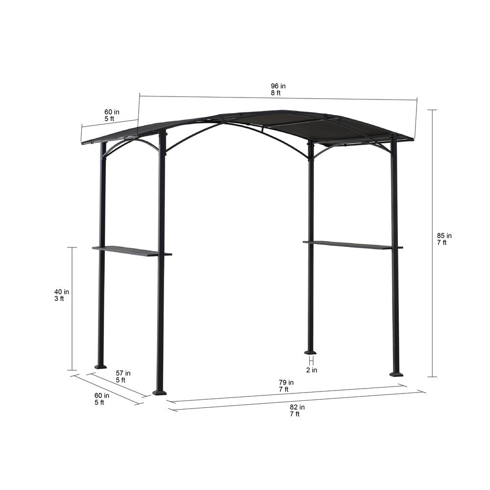Sunjoy 5 ft. x 8 ft. Black Steel Grill Gazebo with Black Arch Canopy. Picture 5