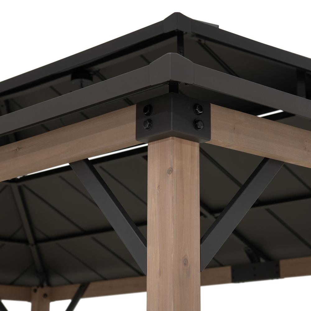 Durable Cedar Frame Wood Gazebo, for Backyard BBQs and Patio Parties, Brown. Picture 8