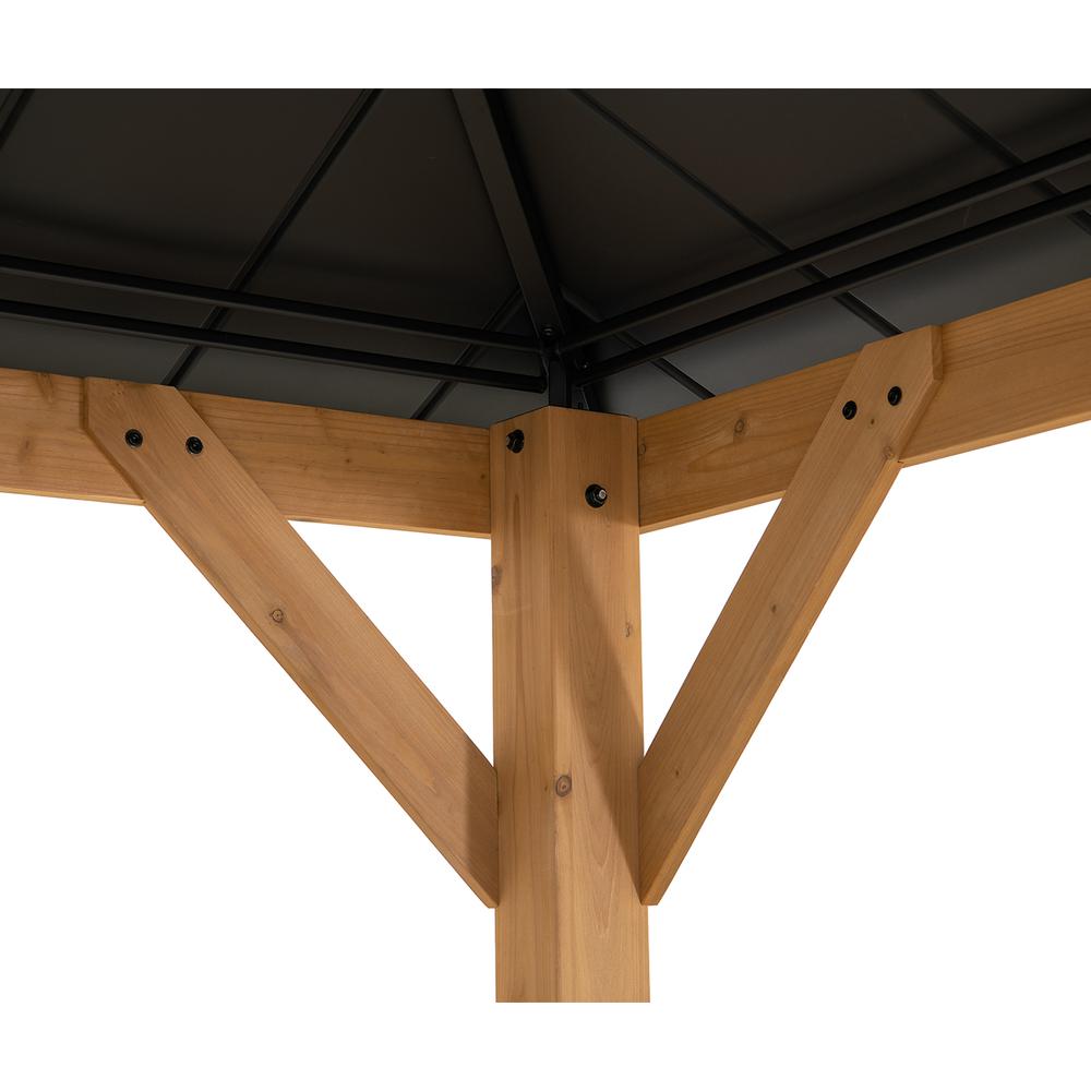 Wood Gazebo with 2-tier Metal Roof, for Patios, Lawn, and Backyard, Black. Picture 10