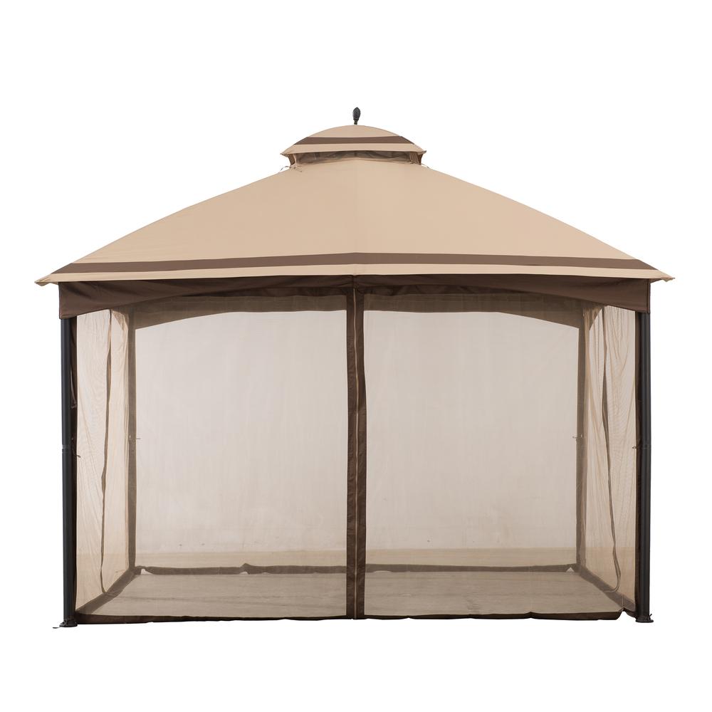 10.5 ft. x 13 ft. Tan and Brown 2-tier Steel Gazebo. Picture 3