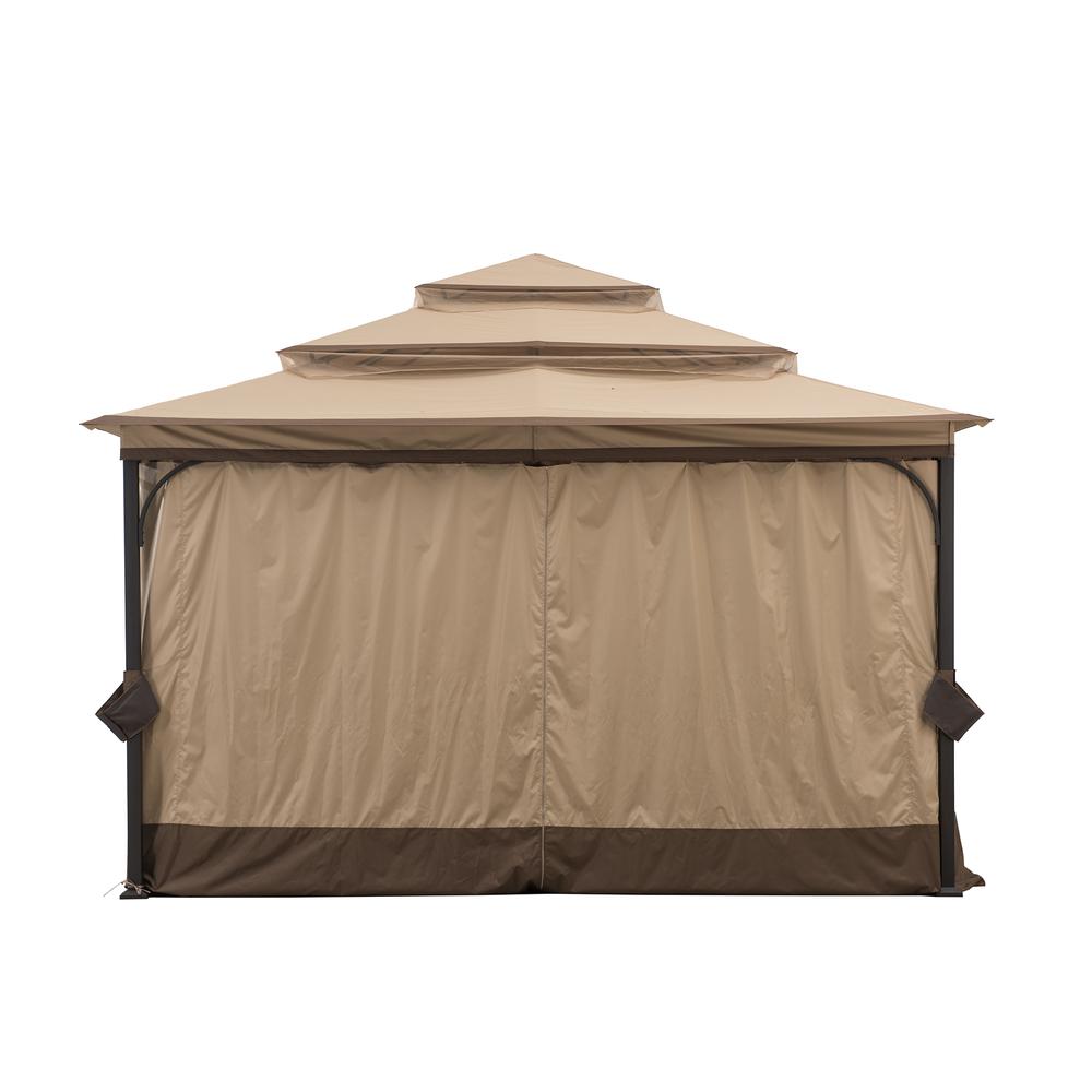 13 ft. x 13 ft. Steel Gazebo with 3-tier Tan and Brown Canopy. Picture 12