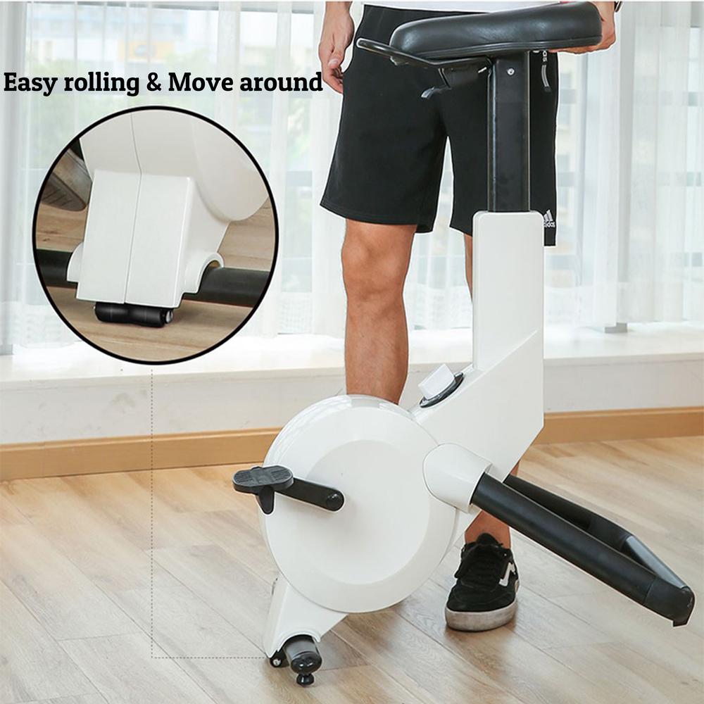 Under Desk Exercise Bike with Air Pump Adjustable Seat for Home Work Office Fitness Cycle, White. Picture 3