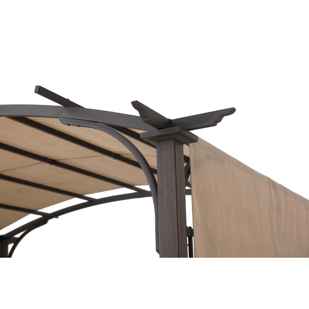 Pergola with Adjustable Canopy for Patio, Backyard, and Garden, Tan & Brown. Picture 8