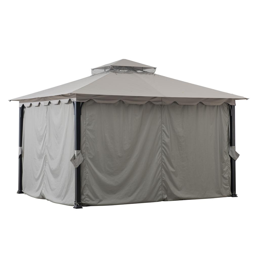 11 ft. x 13 ft. Gray Steel Gazebo with 2-tier Hip Roof. Picture 4