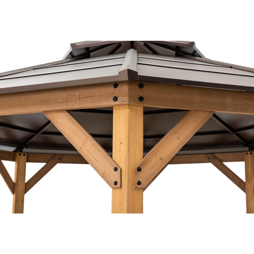 13 ft. x 13 ft. Cedar Framed Octagon Gazebo with Brown Steel 2-tier Hardtop Roof. Picture 2