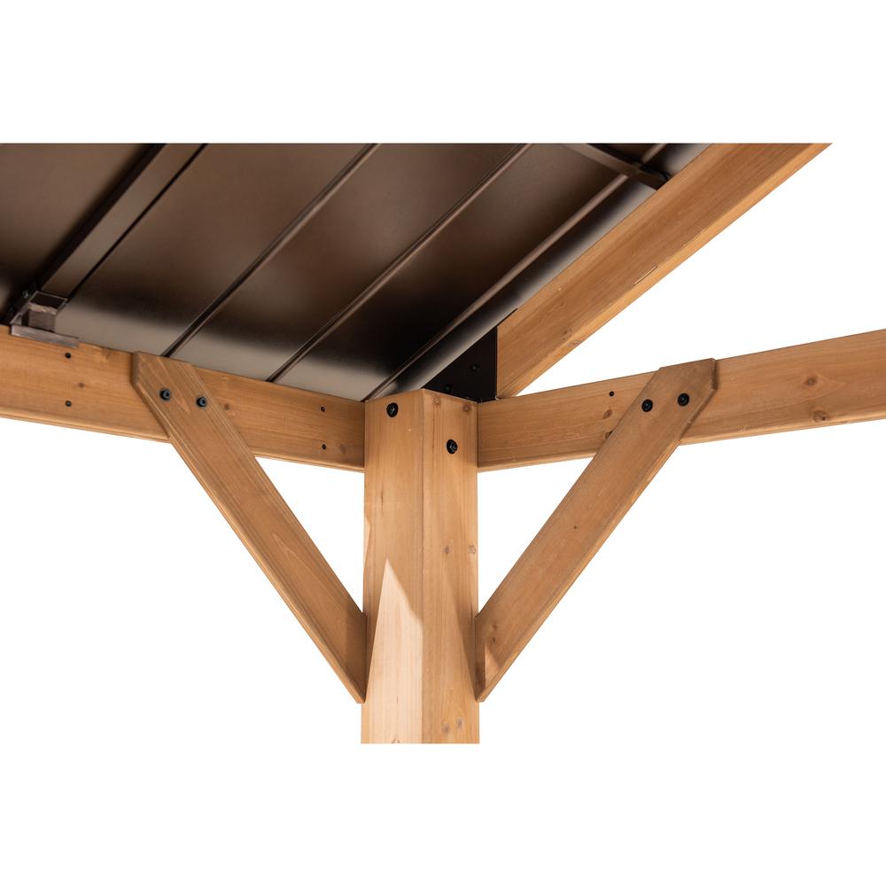 Sunjoy 13 ft. x 15 ft. Cedar Framed Gazebo with Brown Steel Gable Roof Hardtop. Picture 3
