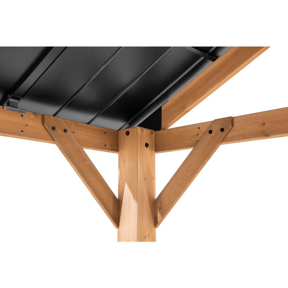 Sunjoy 13 ft. x 15 ft. Cedar Framed Gazebo with Matte-Black Steel Gable Roof Hardtop. Picture 3