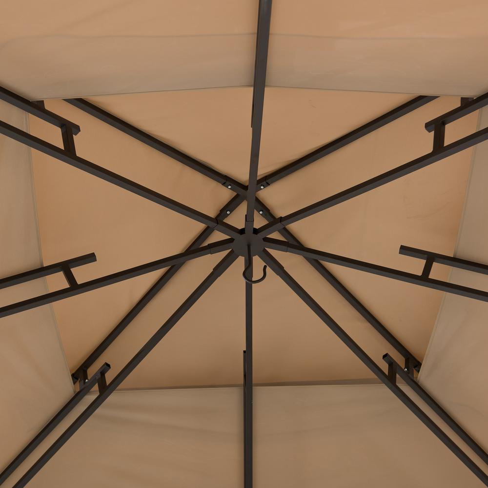 13 ft. x 13 ft. Steel Gazebo with 3-tier Tan and Brown Canopy. Picture 15