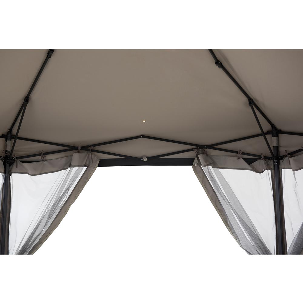 11 ft. x 11 ft. Gray and Black 2-tone Pop Up Portable Hexagon Steel Gazebo. Picture 12