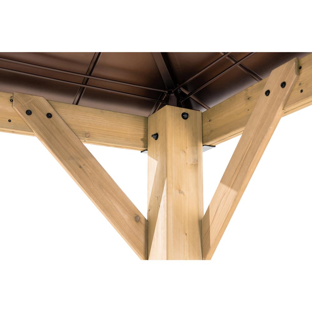 Sunjoy Patio 13 x 15ft Cedar Framed Gazebo with Brown Steel Hardtop. Picture 10