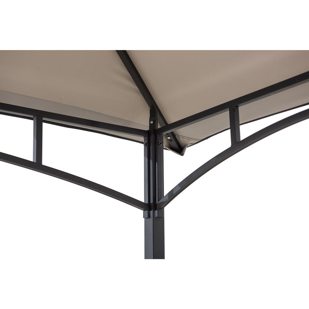 5 ft. x 8 ft. Black Steel 2-tier Grill Gazebo with Gray and Black Canopy. Picture 3