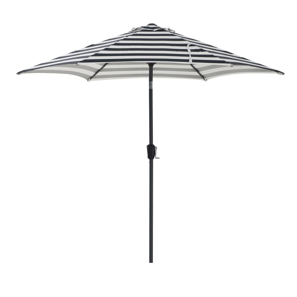Sunjoy 9ft Patio Umbrella Outdoor Table Market Umbrella with Push Button Tilt, Crank Lift and 6 Sturdy Steel Ribs for Garden, Deck, Backyard, Pool, Black. Picture 1