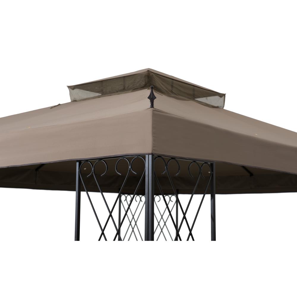 Sunjoy 10 ft. x 12 ft. Steel Gazebo with 2-tier Khaki Canopy. Picture 14