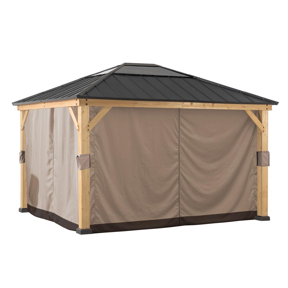 Universal Curtains and Mosquito Netting for 11 ×13 ft Wood Framed Gazebos. Picture 2