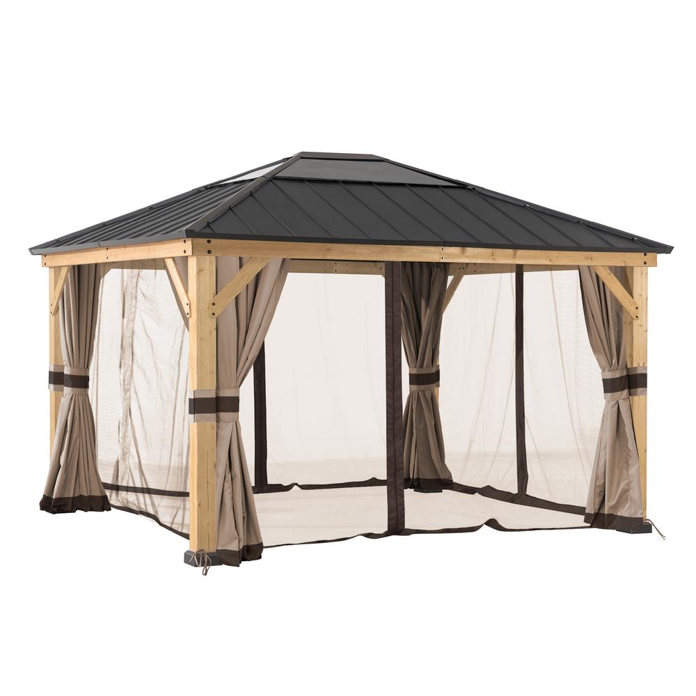 Universal Curtains and Mosquito Netting for 11 ×13 ft Wood Framed Gazebos. Picture 1