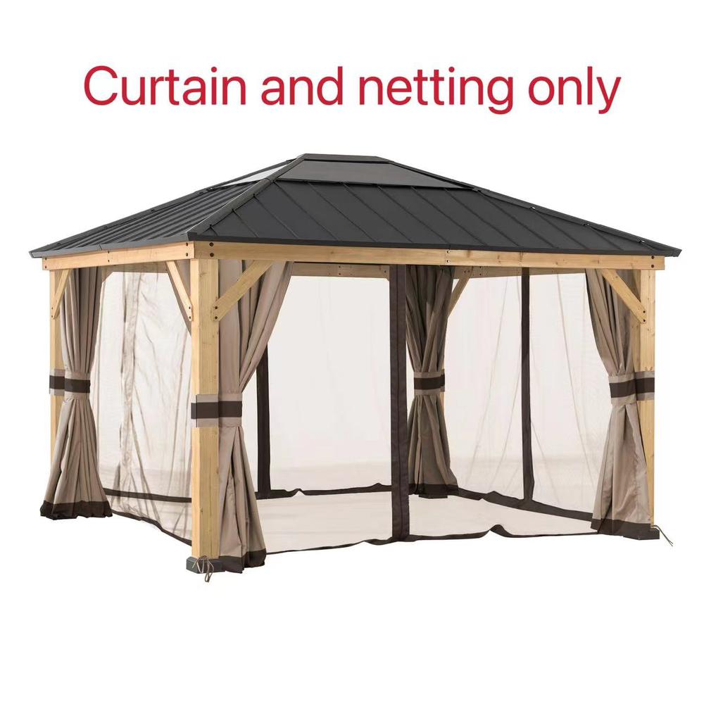 Universal Curtains and Mosquito Netting for 11 ×13 ft Wood Framed Gazebos. Picture 4