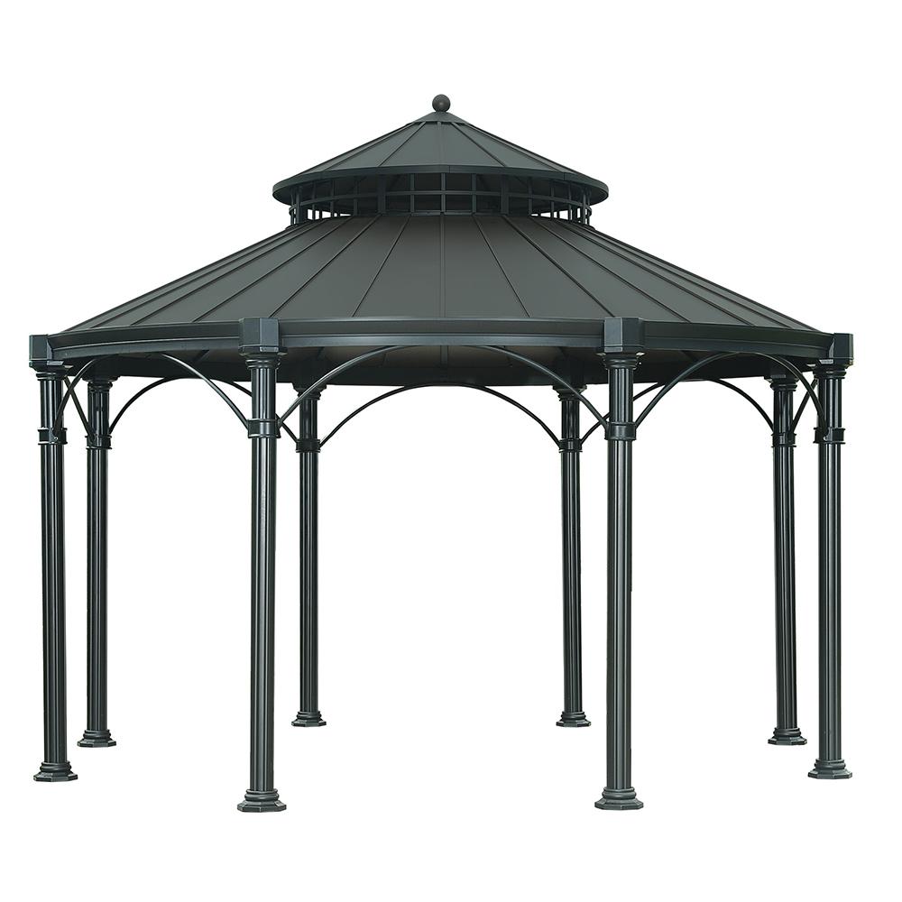 Sunjoy D-GZ846PCO-H Tipton Round, Hard-Top, Black Gazebo