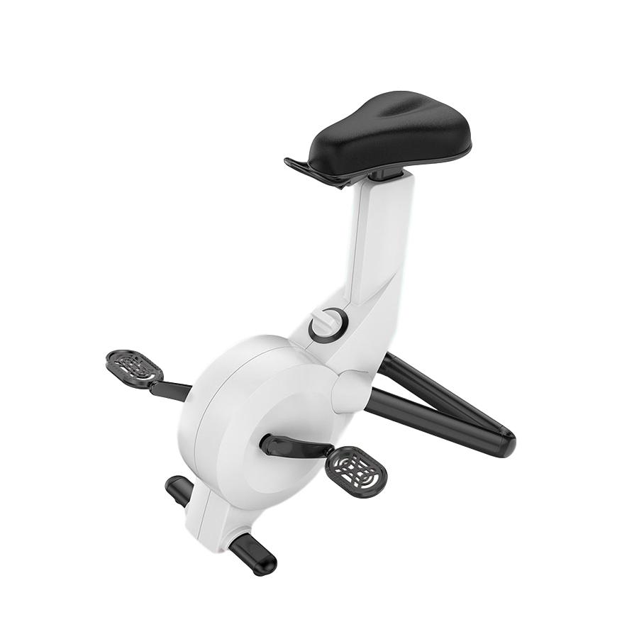 Under Desk Exercise Bike with Air Pump Adjustable Seat for Home Work Office Fitness Cycle, White. Picture 1