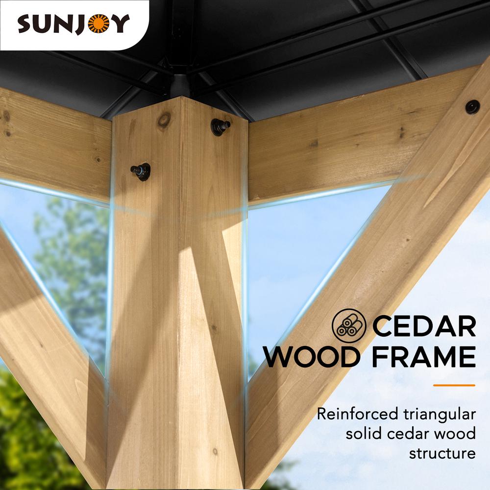 Outdoor Patio Cedar Framed Gazebo with Double Steel Hardtop Roof for Garden. Picture 5