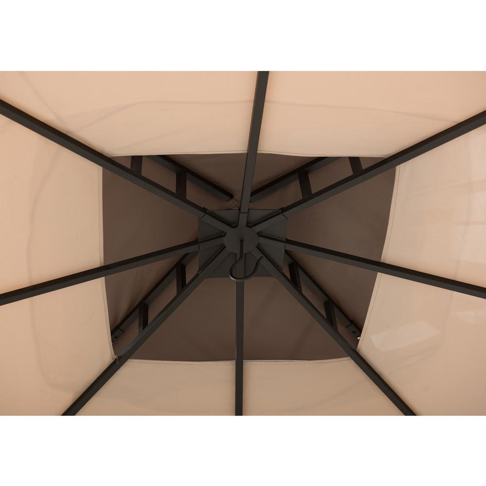 Patio 9.5 ft. x 9.5 ft. Tan and Brown 2-tone Steel Gazebo. Picture 11