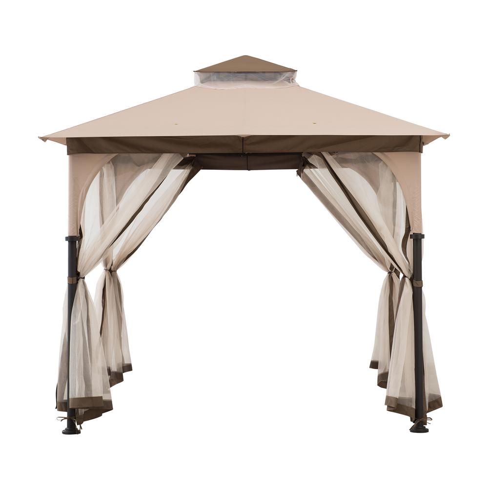 Patio 9.5 ft. x 9.5 ft. Tan and Brown 2-tone Steel Gazebo. Picture 1