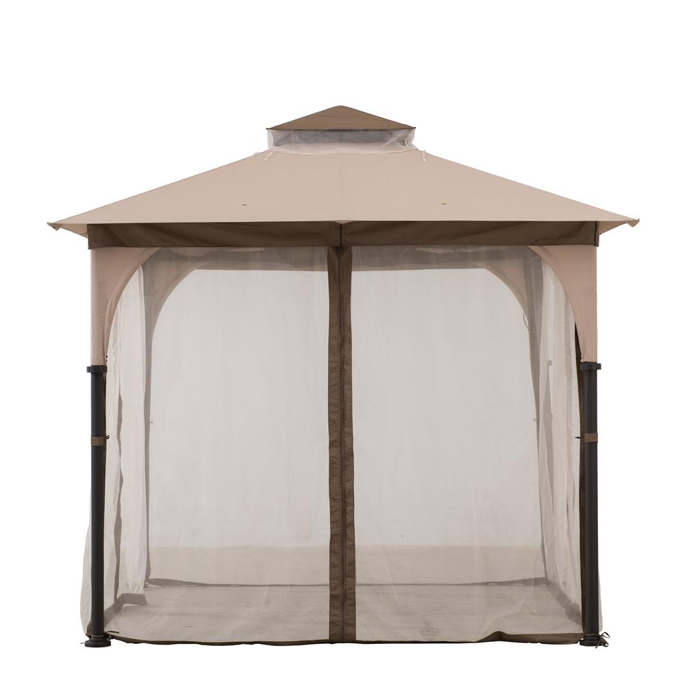 Patio 9.5 ft. x 9.5 ft. Tan and Brown 2-tone Steel Gazebo. Picture 3