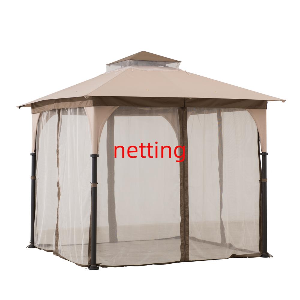 Patio 9.5 ft. x 9.5 ft. Tan and Brown 2-tone Steel Gazebo. Picture 21
