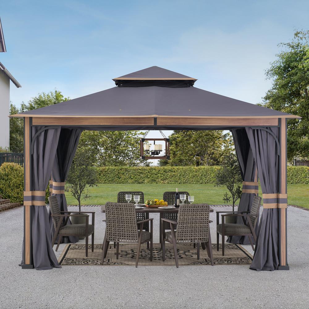 Howards Outdoor Patio Steel Frame 2-Tier Soft Top Gazebo. Picture 16