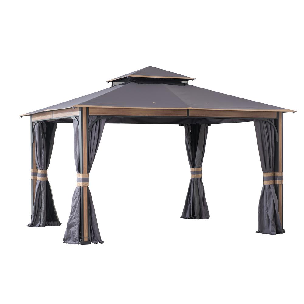 Howards Outdoor Patio Steel Frame 2-Tier Soft Top Gazebo. Picture 18