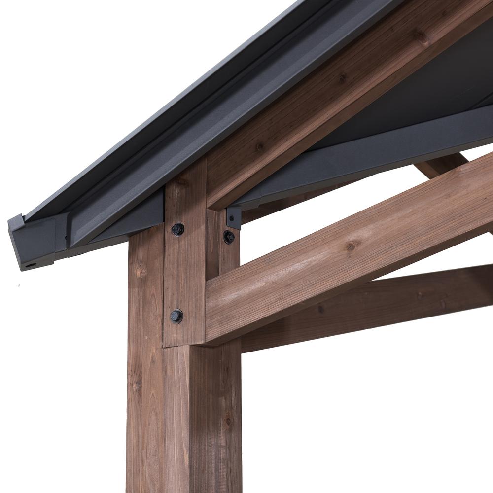 Bella Outdoor Patio Cedar Frame Gazebo with Steel 2-Tier Hardtop Roof. Picture 3