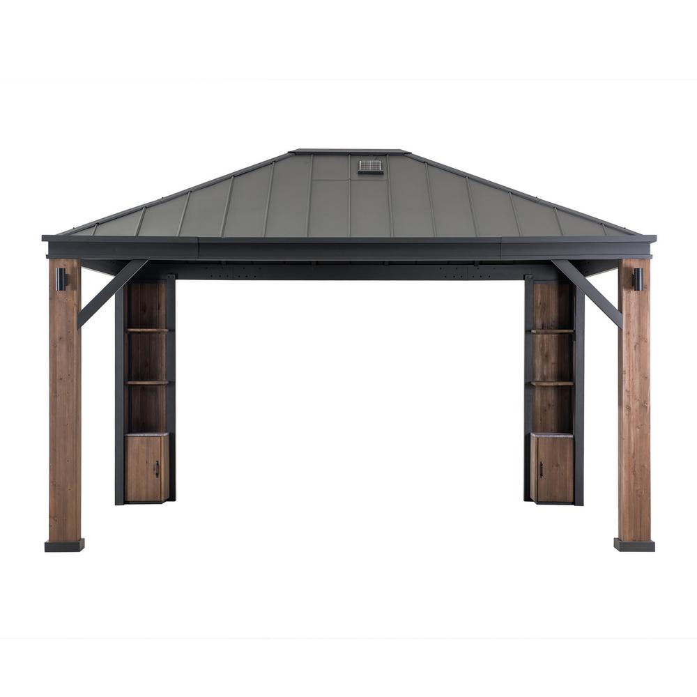 Sunjoy 12 x 14 ft Hardtop Gazebo with LED Lighting and Bluetooth Sound. Picture 2