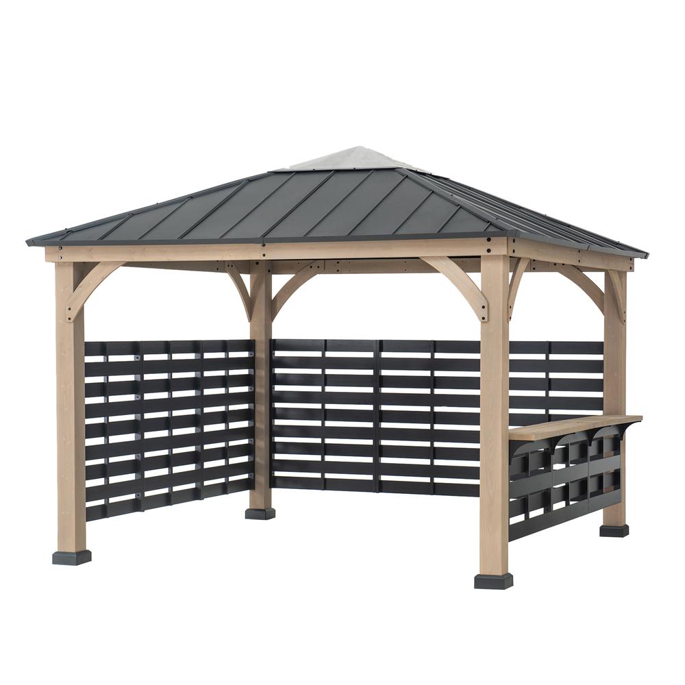 Cameron Cedar Wood Framed Hot Tub Gazebo with Steel and Polycarbonate Hardtop. Picture 2