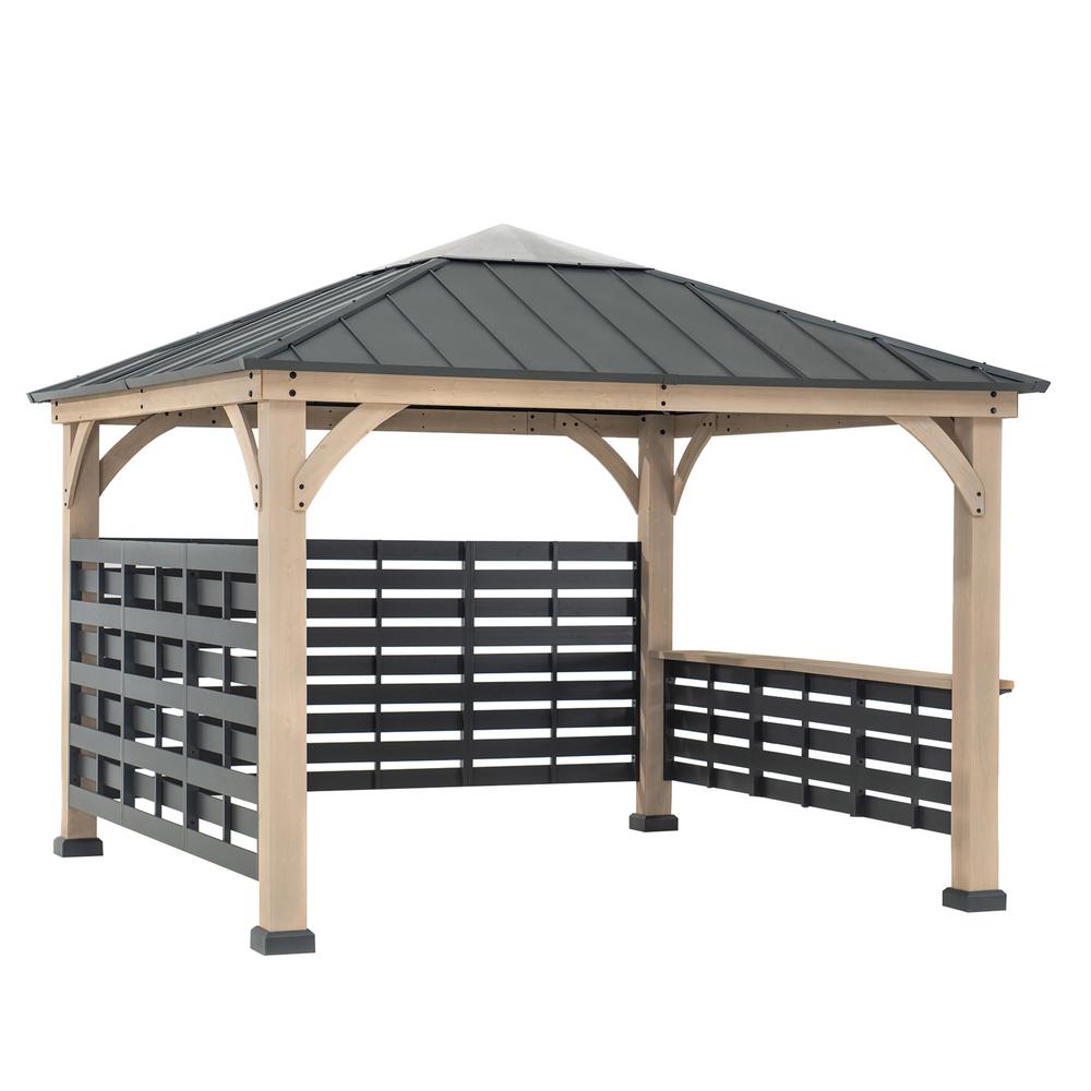 Cameron Cedar Wood Framed Hot Tub Gazebo with Steel and Polycarbonate Hardtop. Picture 1
