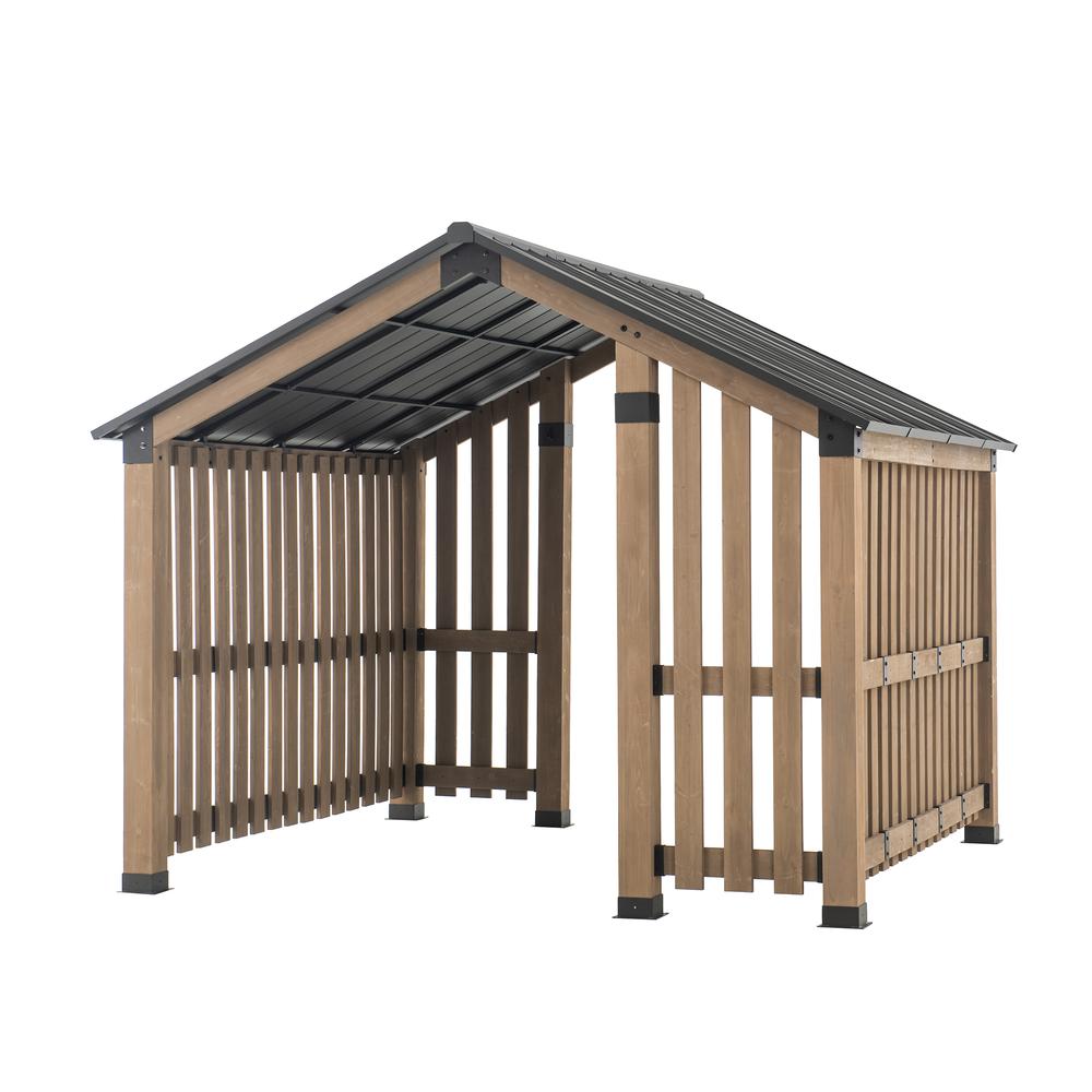 SummerCove Sienna 11 ft. x 11 ft. Cedar Wood Framed Hot Tub Gazebo with Steel Hardtop. Picture 1