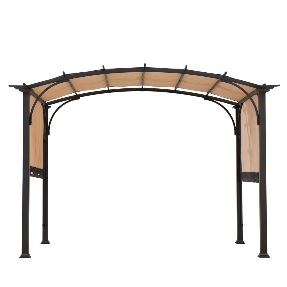Sunjoy  9 x 11ft Outdoor Steel Arched Pergola with Adjustable Canopy. Picture 4