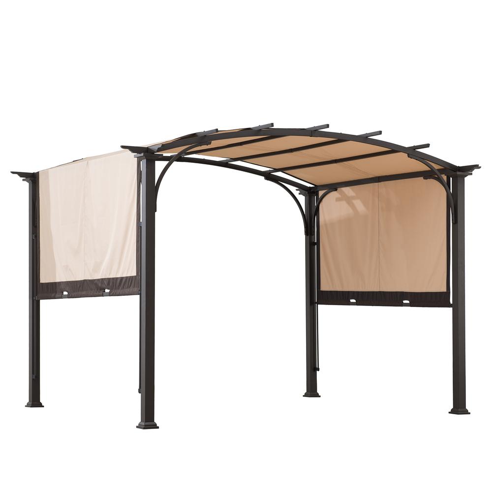 Sunjoy  9 x 11ft Outdoor Steel Arched Pergola with Adjustable Canopy. Picture 3