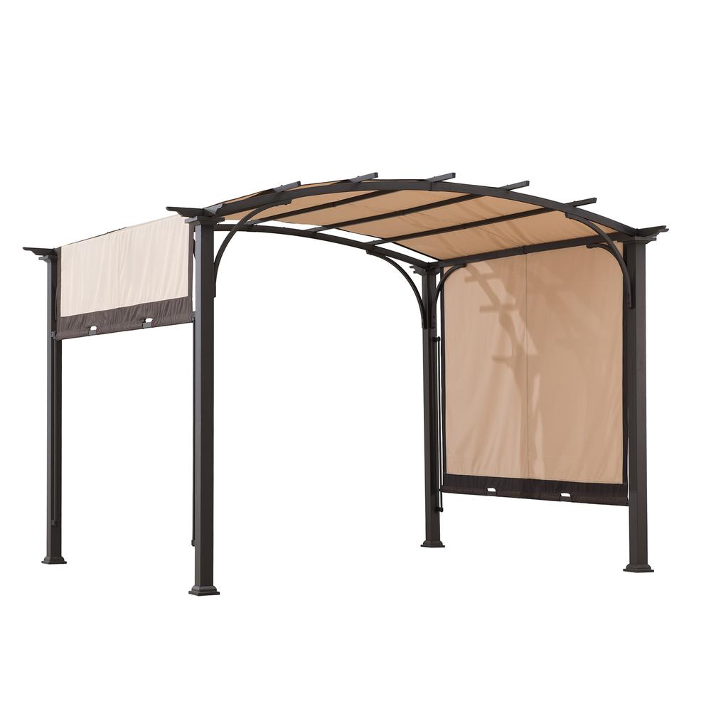Sunjoy  9 x 11ft Outdoor Steel Arched Pergola with Adjustable Canopy. Picture 1