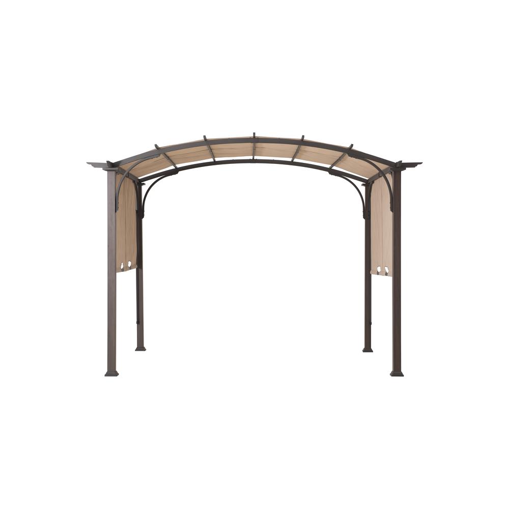 Pergola with Adjustable Canopy for Patio, Backyard, and Garden, Tan & Brown. Picture 17