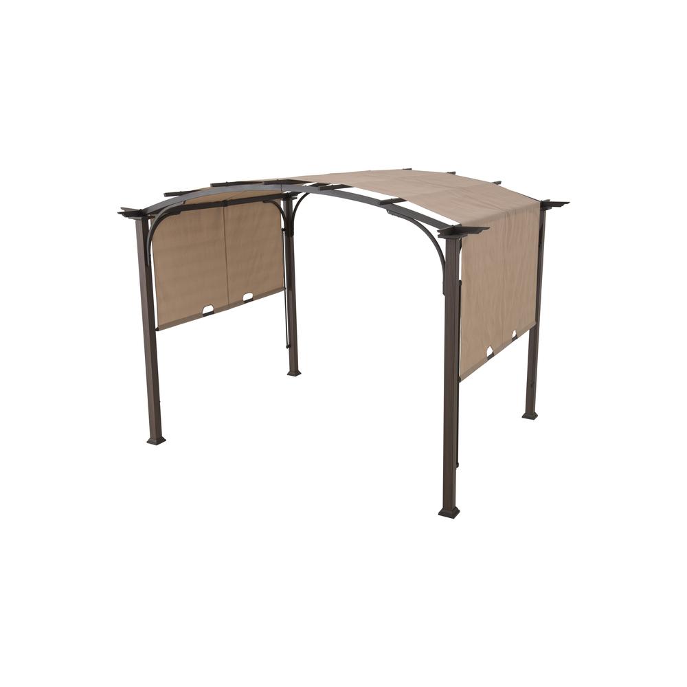 Pergola with Adjustable Canopy for Patio, Backyard, and Garden, Tan & Brown. Picture 1