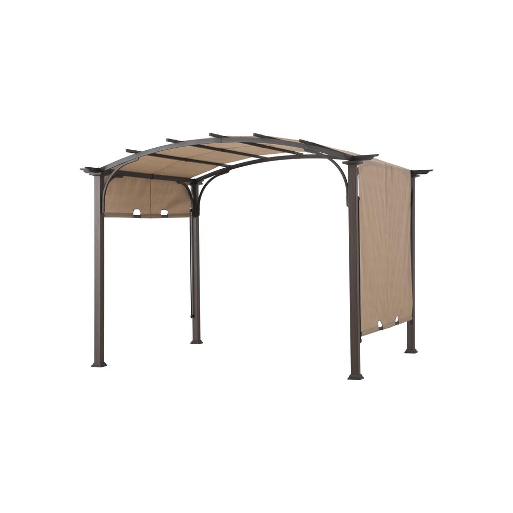 Pergola with Adjustable Canopy for Patio, Backyard, and Garden, Tan & Brown. Picture 2