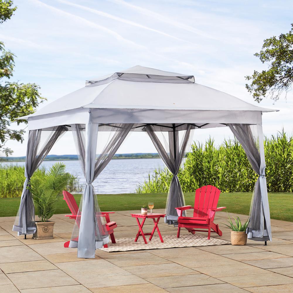 11 ft. x 11 ft. Gray Pop Up Portable Steel Gazebo. Picture 24