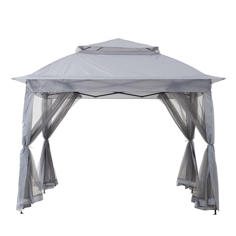 11 ft. x 11 ft. Gray Pop Up Portable Steel Gazebo. Picture 2