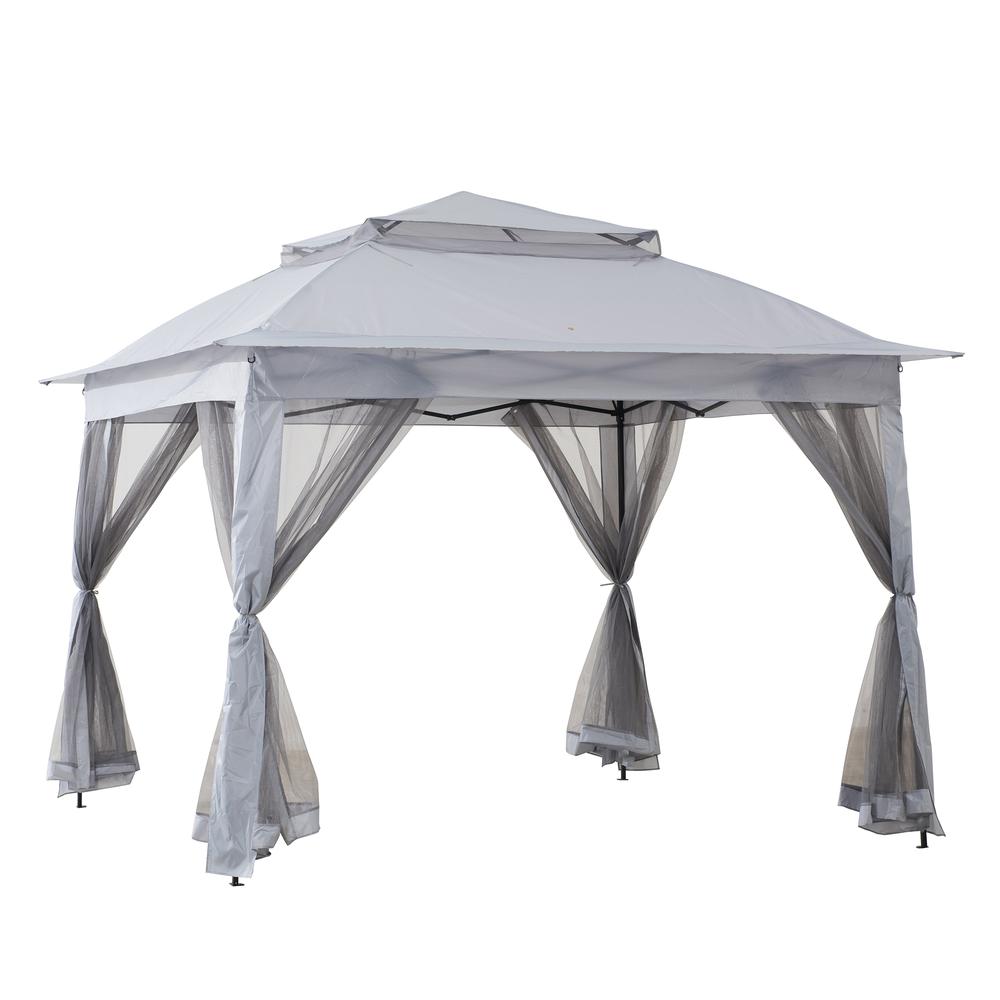 11 ft. x 11 ft. Gray Pop Up Portable Steel Gazebo. Picture 1