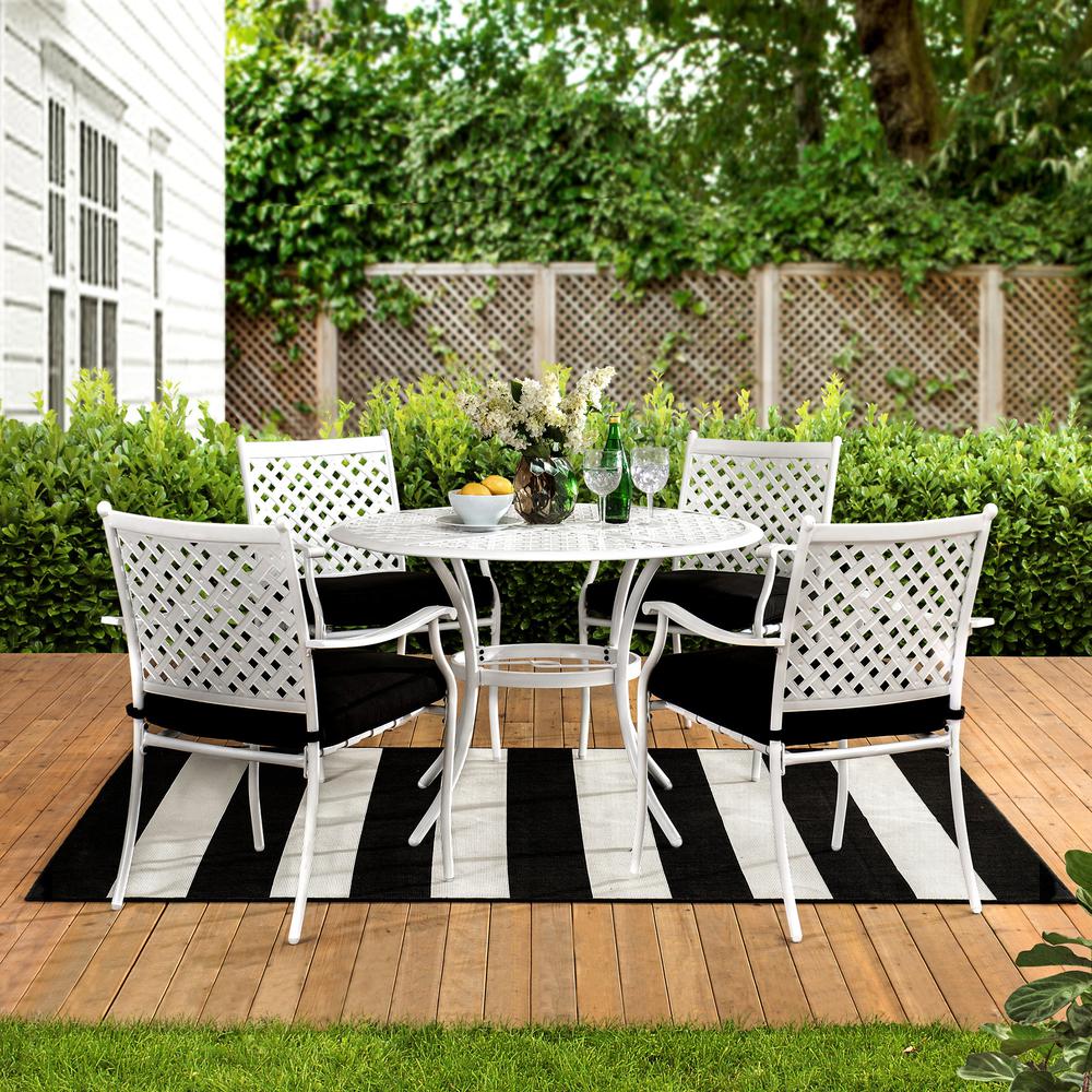 Sunjoy 5 Piece Patio Dining Set White Steel Outdoor Dining Sets. Picture 24