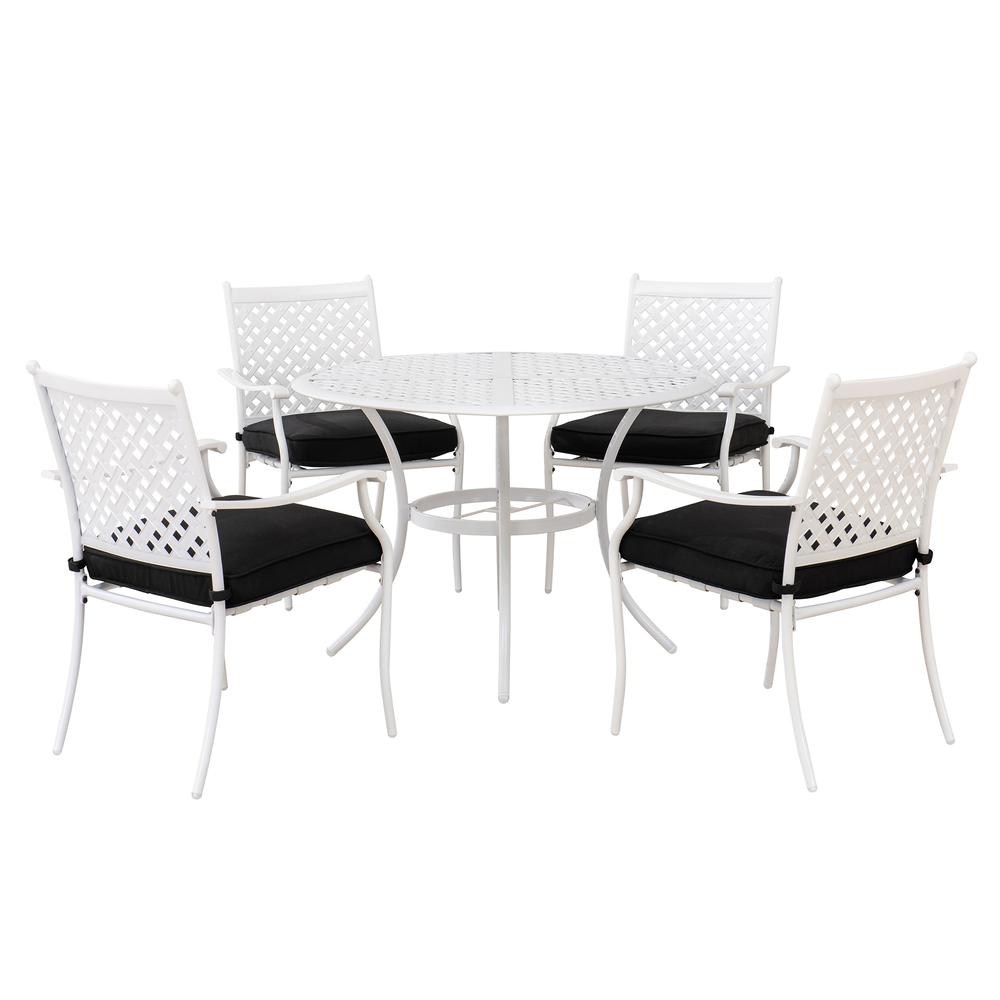 Sunjoy 5 Piece Patio Dining Set White Steel Outdoor Dining Sets. Picture 2