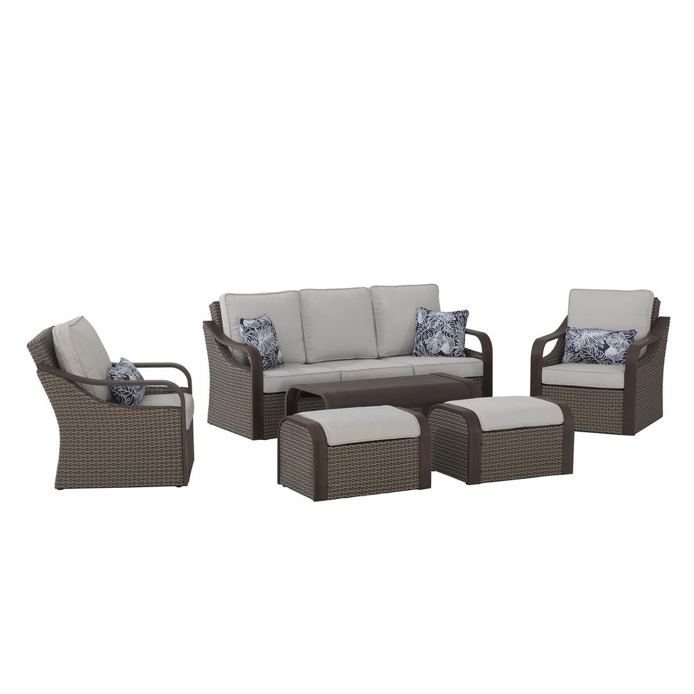 6-pc. Patio Conversation Sets Brown Wicker Outdoor Furniture Set. Picture 2