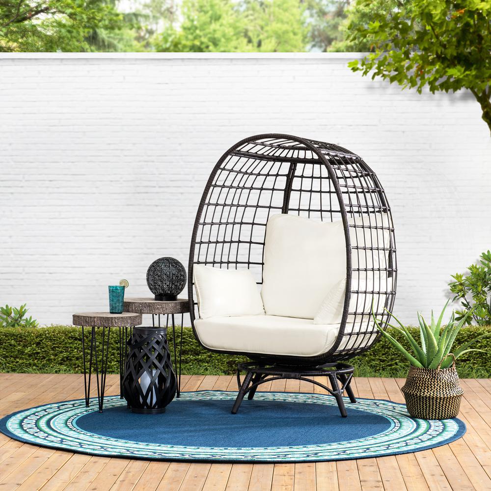 Egg Cuddle Chair Wicker Swivel Lounge Chair, Oversized Indoor Outdoor Egg Chair. Picture 10