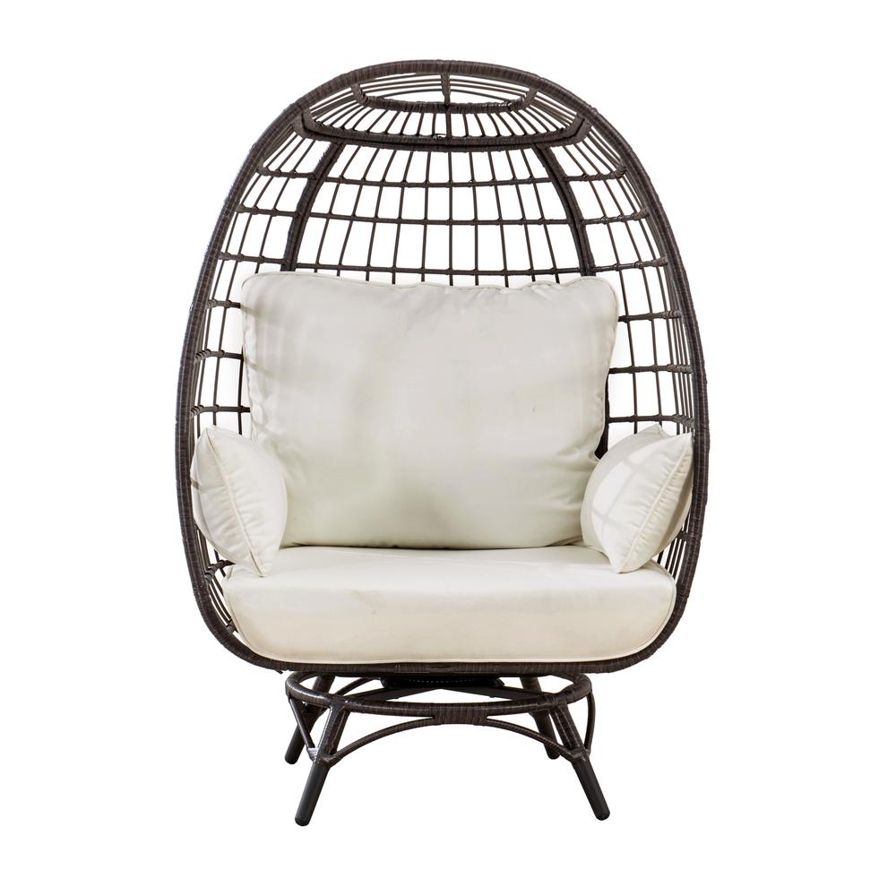Egg Cuddle Chair Wicker Swivel Lounge Chair, Oversized Indoor Outdoor Egg Chair. Picture 1