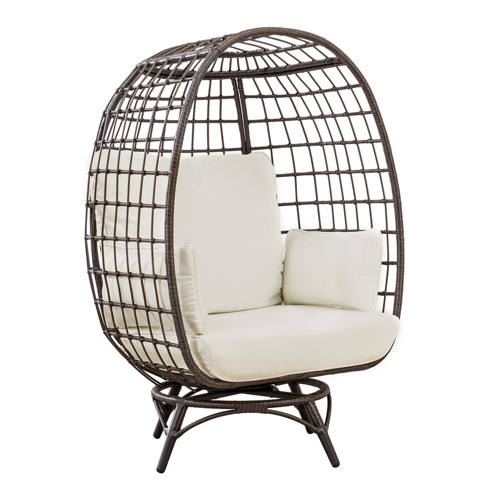 Egg Cuddle Chair Wicker Swivel Lounge Chair, Oversized Indoor Outdoor Egg Chair. Picture 2